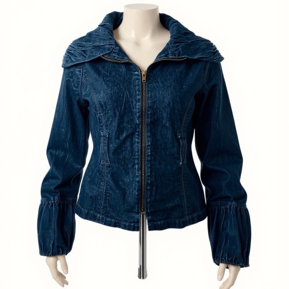 Drama Gold Dark Denim Full Zip Jean Jacket L